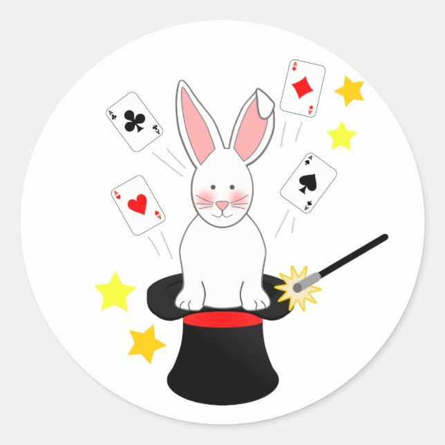 Sticker Rond Salon Magique de lapin Fête d'anniversaire (Devant)