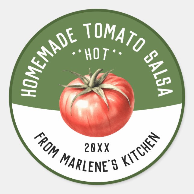 Sticker Rond Salsa chaude de tomate maison pour la canning Rece (Devant)