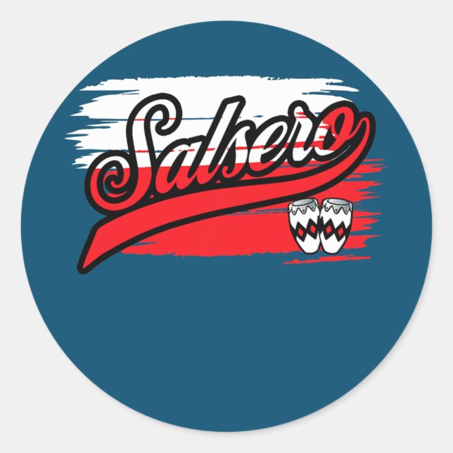 Sticker Rond Salsa Dancer Salsero Pologne Salsero Polska Salsa (Devant)