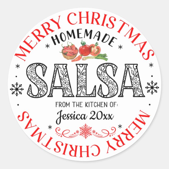 Sticker Rond Salsa Maison Joyeux Noël de la cuisine de (Devant)