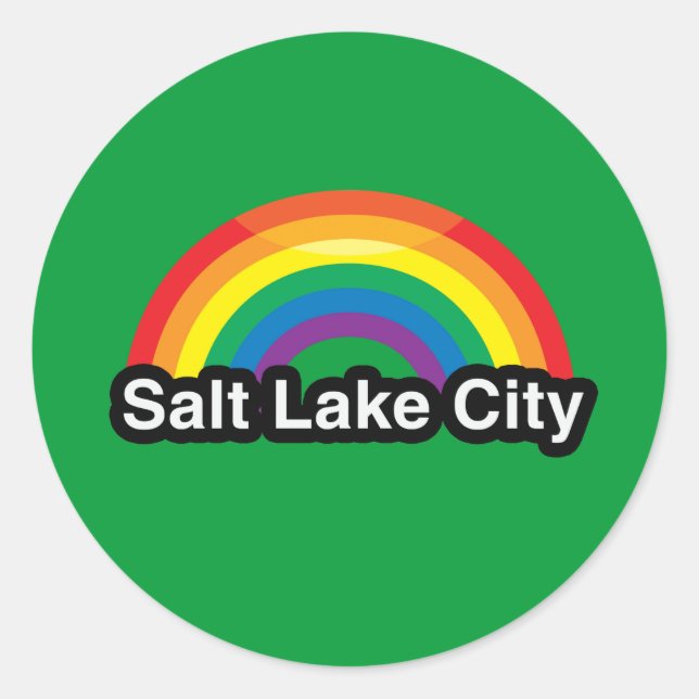 STICKER ROND SALT LAKE CITY LGBT PRIDE RAINBOW (Devant)