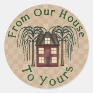 Sticker rond Saltbox House primitif