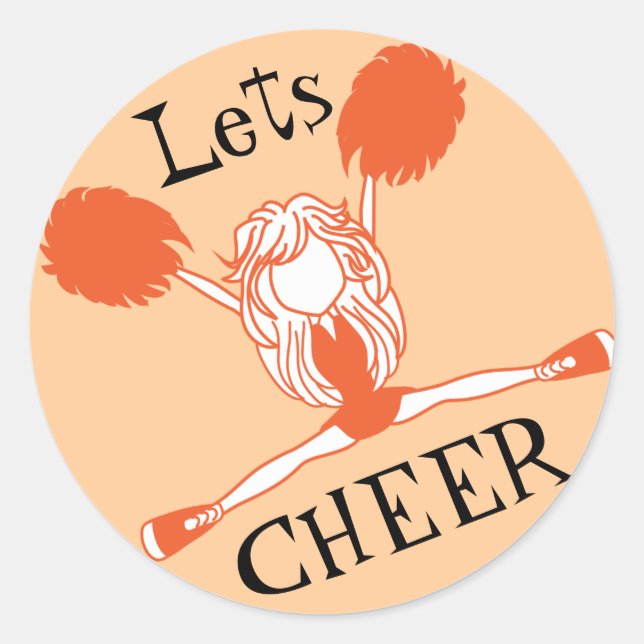 Sticker Rond Saluons la Pom-pom girl orange (Devant)
