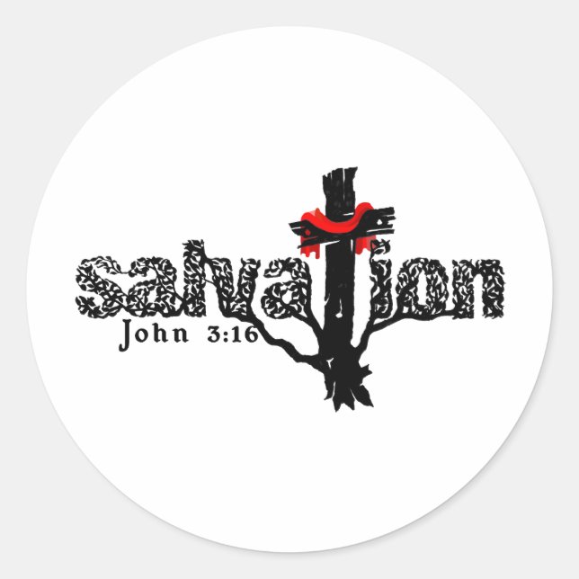Sticker Rond Salut Jean 3:16 Chrétien (Devant)