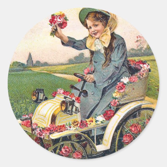 Sticker Rond Salutation d'anniversaire vintage (Devant)