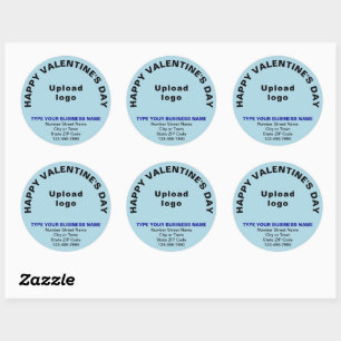 Sticker Rond Salutation de Saint-Valentin sur le bleu clair