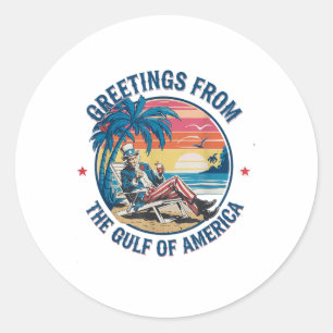 Sticker Rond Salutation Du Golfe De L'Amérique Trump Patrio