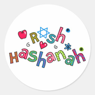 Sticker Rond Salutation juive des textes de nouvelle année de