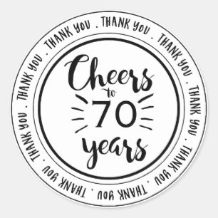 Sticker Rond Salutations à 70 ans - 70e anniversaire Merci