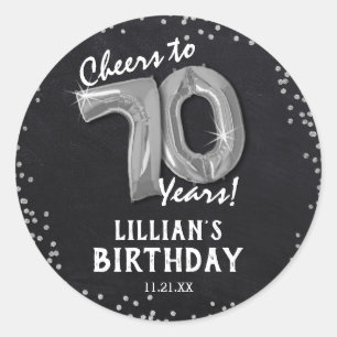 Sticker Rond Salutations à 70 ans ! Anniversaire 70 ans