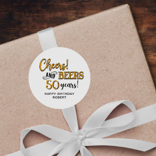 Sticker Rond Salutations aux bières 50e anniversaire