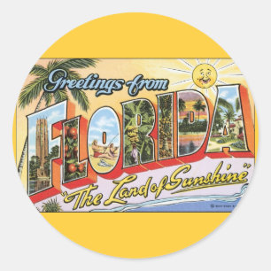 Sticker Rond Salutations de la Floride - Vintage voyage