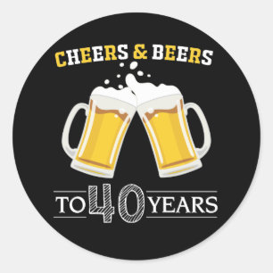 Sticker Rond Salutations et bières à 40 ans