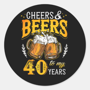 Sticker Rond Salutations et bières à mes 40 ans quarante annive