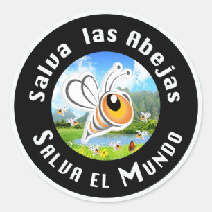 Sticker Rond Salva las Abejas Salva el Mundi