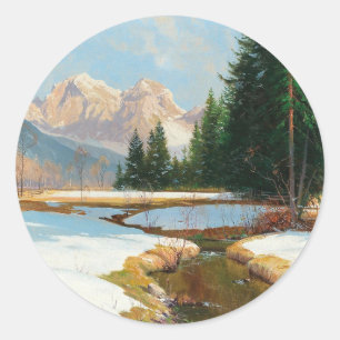 Sticker Rond Salzburger Alpes-View, hiver