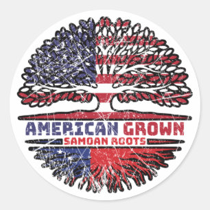 Sticker Rond Samoa Samoan États-Unis États-Unis Arbre des États