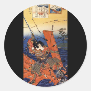 Sticker Rond Samouraï à la guerre, vers les années 1800