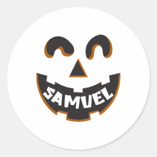 Sticker Rond Samuel Jack O'Lantern Citrouille Enfants Hallowe P