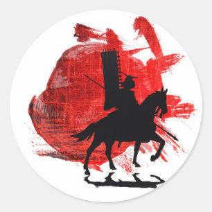 Sticker Rond Samurai japonais