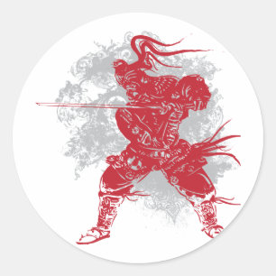 Sticker Rond Samurai Pose