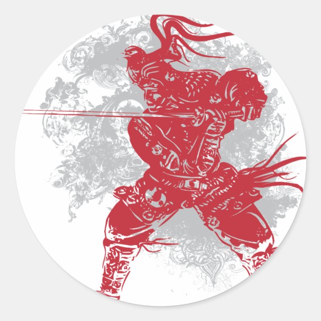 Sticker Rond Samurai Pose (Devant)