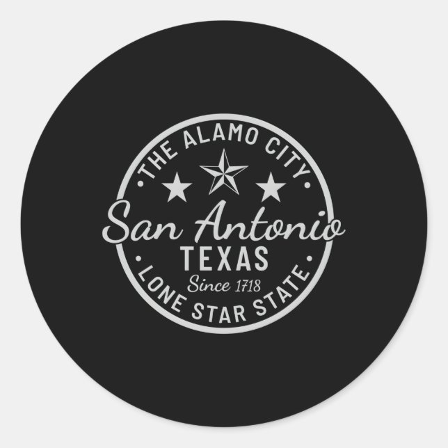 Sticker Rond San Antonio Texas Alamo City Estd 1718 (Devant)