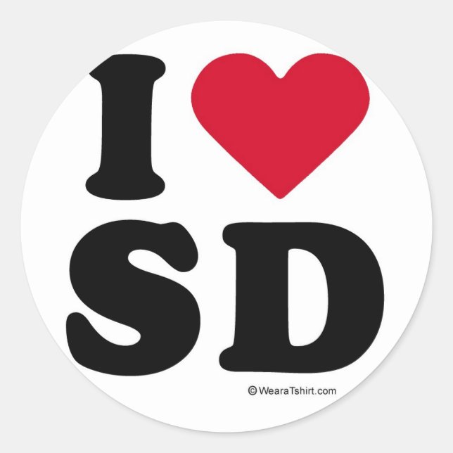 STICKER ROND SAN DIEGO - "I LOVE SD" "I LOVE SAN DIEGO" (Devant)