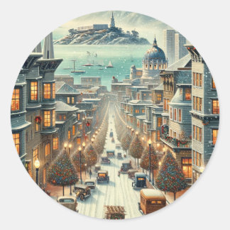 Sticker Rond San Francisco Christmas Elegance - Card