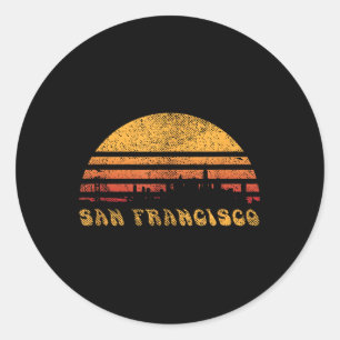 Sticker Rond San Francisco Retro Sunset Shirt Cool Vintage Vaca