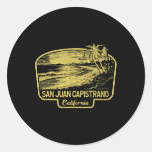 Sticker Rond San Juan Capistrano Californie Plage Surf Vintage