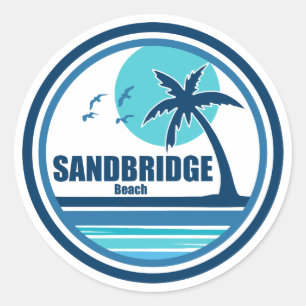 Sticker Rond Sandbridge Beach Virginia Palm Tree Birds