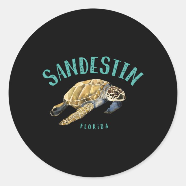 Sticker Rond Sandestin Floride Tortue de mer (Devant)