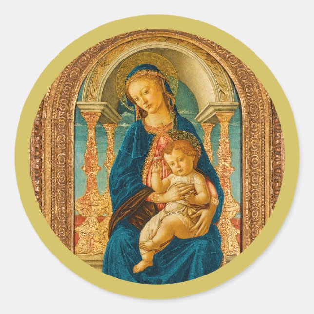 Sticker Rond Sandro Botticelli Madonna and Child c 1470 (Devant)