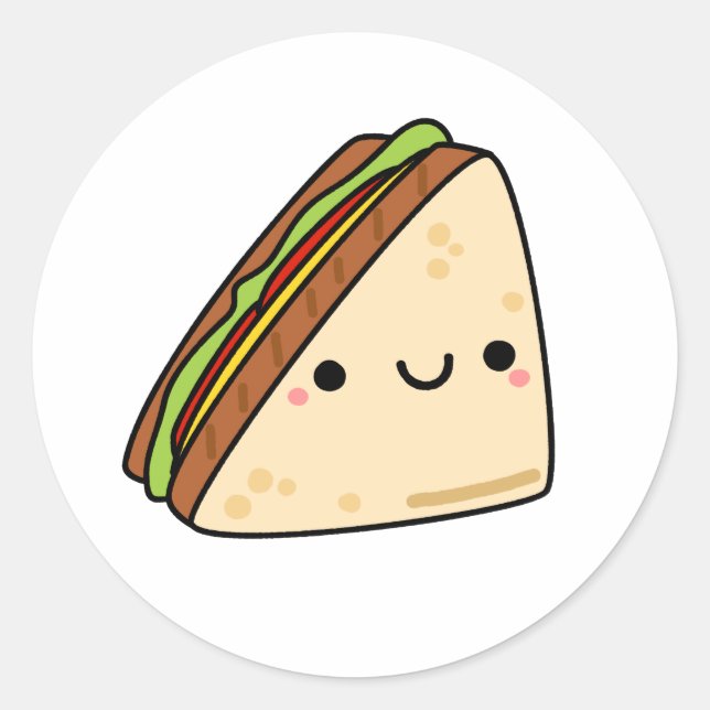 Sticker Rond Sandwich Cute Kawaii (Devant)