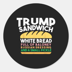 Sticker Rond Sandwich Trump Pain Blanc Plein De Vinaigrette Rus