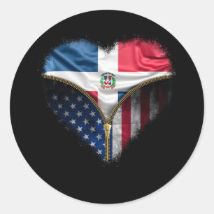 Sticker Rond Sang dominicain en moi Chemise République Dominica