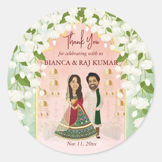 Sticker Rond Sangeet mehndi mariage indien personnalisé (Devant)