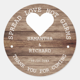 Sticker Rond Sanitizer À La Main Favore Étendre L'Amour Rustiqu