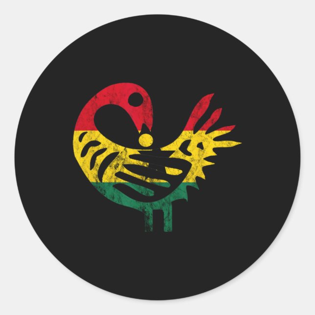 Sticker Rond Sankofa African Bird Ghanese Flag Pride Junetdix (Devant)