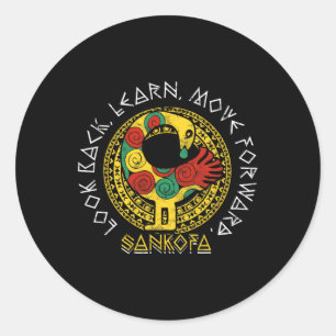 Sticker Rond Sankofa Mois de l'histoire des Noirs Adinkra Ghana