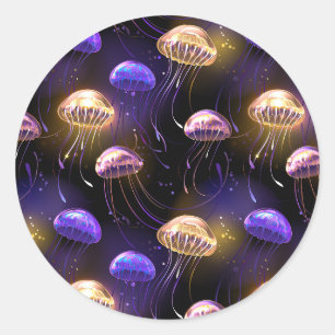 Sticker Rond Sans joint avec méduse éclatante