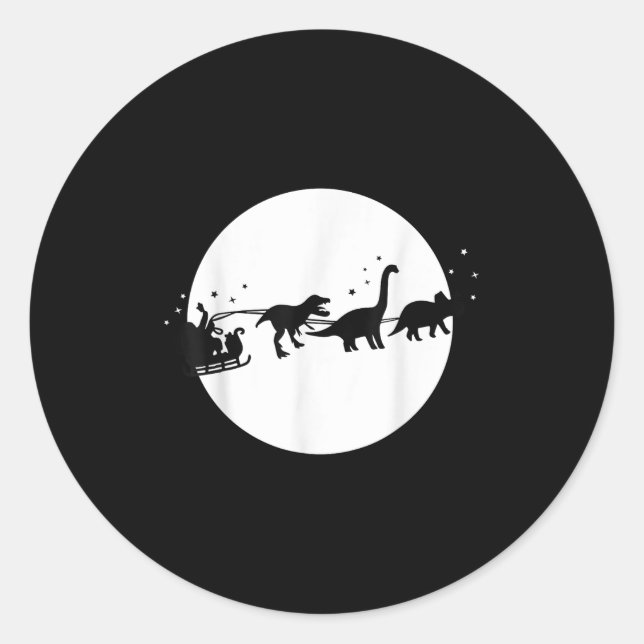 Sticker Rond Santa And His Dinosaur Sleigh Ride, T-rexmas, Boys (Devant)