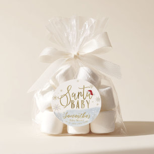 Sticker Rond Santa Baby Noël Bébé Shower d'Hiver