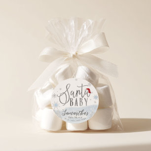 Sticker Rond Santa Baby Noël Bébé Shower d'Hiver