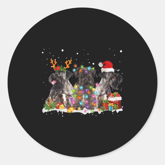 Sticker Rond Santa Cesky Terrier Dog Gorgeous Reindeer Christma (Devant)