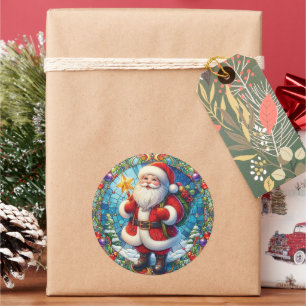 Sticker Rond Santa Claus en verre
