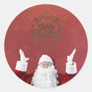 Sticker Rond Santa Claus, Flammes de neige, Rouge