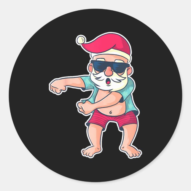 Sticker Rond Santa Claus Floss Dance Christmas X-mas Gift  (Devant)