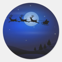 Santa Claus Reindeers Moon Claus Père Noël Silhoue
